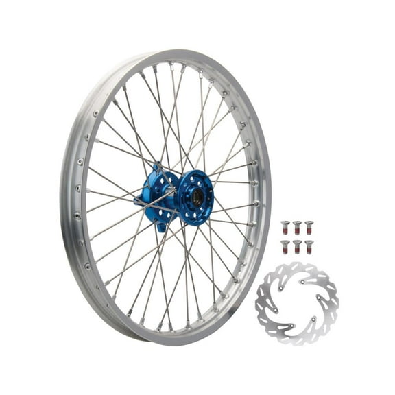 Tusk Impact Complete Front Wheel Package 21 x 1.60 Silver Rim/Silver Spoke/Blue Hub For Yamaha YZ250X 2016