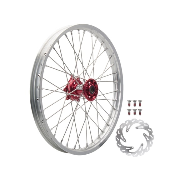 Tusk 19335900153F97-E54585 Impact Complete Front Wheel Package 21 X 1.60 Slvr Rim/Silver Spoke/Red Hub for Honda Crf250R Work Edit 2025