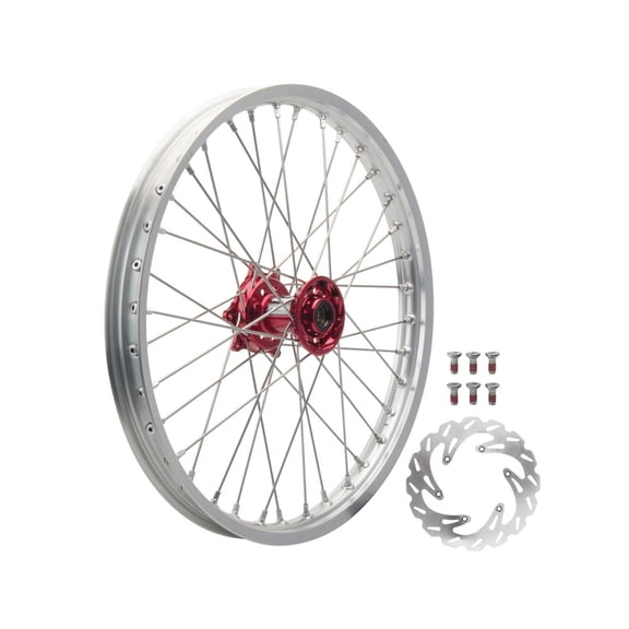 Tusk 19335900153F97-E54585 Impact Complete Front Wheel Package 21 X 1.60 Slvr Rim/Silver Spoke/Red Hub for Honda Crf250R Work Edit 2025