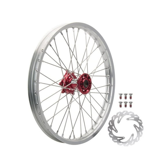 Tusk 19335900153F97-074468 Impact Complete Front Wheel Package 21 X 1.60 Silver Rim/Silver Spoke/Red Hub for Honda Crf450R 2015-2025