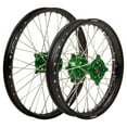 thumbnail image 1 of Tusk Impact Complete Front and Rear Wheel 1.60 x 21 / 2.15 x 19 Black Rim/Silver Spoke/Green Hub, 1 of 3