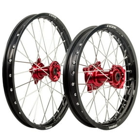 Tusk Impact Complete Front and Rear Wheel 1.60 x 21 / 2.15 x 18 Black Rim/Silver Spoke/Red Hub for Ktm 300 Xc-W Factory Edition (Fuel Injected) 2025