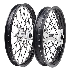 Tusk Impact Complete Front and Rear Wheel 1.60 x 21 / 2.15 x 19 Black Rim/Black Spoke/White Hub for Ktm 300 Xc-W Hardenduro (Fuel Injected) 2024-2025