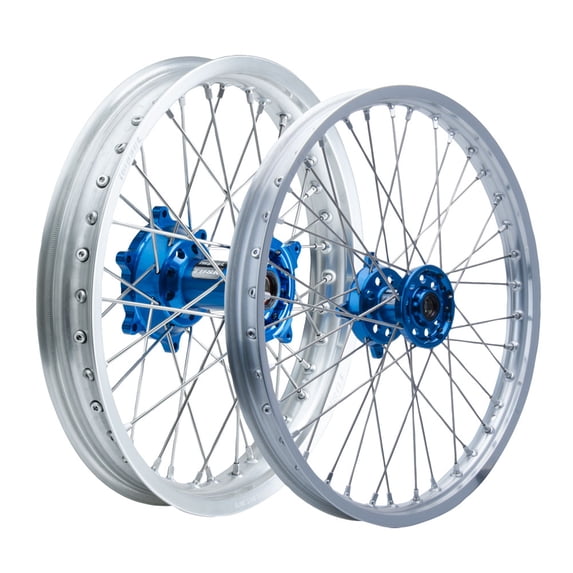 Tusk Impact Complete Front and Rear Wheel 1.60 x 21 / 2.15 x 19 Silver Rim/Silver Spoke/Blue Hub For Yamaha YZ250F 2002-2026