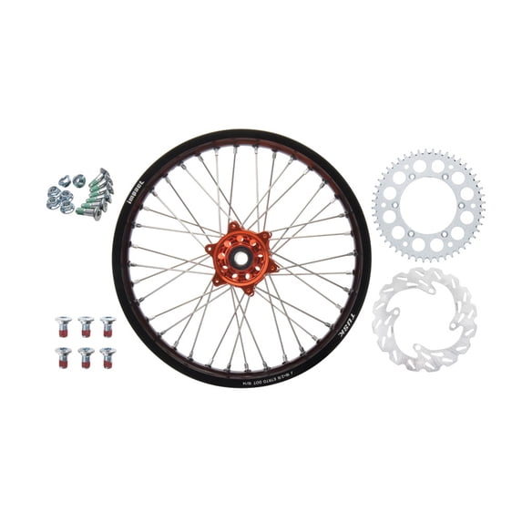 Tusk Impact Complete Rear Wheel Package 18 X 2.15 Black Rim/Silver Spoke/Orange Hub for Ktm 400 Xc-W 2009-2010