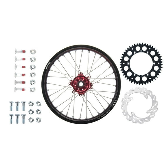 Tusk Impact Complete Rear Wheel Package 18 X 2.15 Black Rim/Silver Spoke/Red Hub for Honda Crf250R 2011-2013