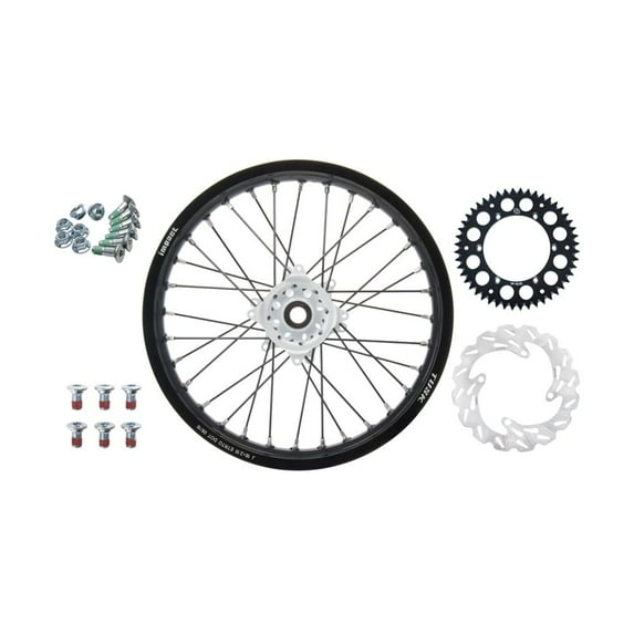 Tusk Impact Complete Rear Wheel Package 19 X 2.15 Black Rim/Black Spoke/White Hub