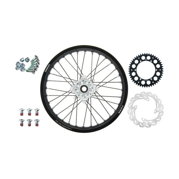 Tusk Impact Complete Rear Wheel Package 19 x 2.15 Black Rim/Black Spoke/White Hub For KTM 350 XC-F Kailub Russell Edition 2021