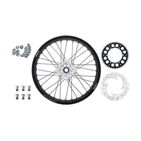 Tusk Impact Complete Rear Wheel Package 19 x 2.15 Black Rim/Black Spoke/White Hub For KTM 350 XC-F Kailub Russell Edition 2021