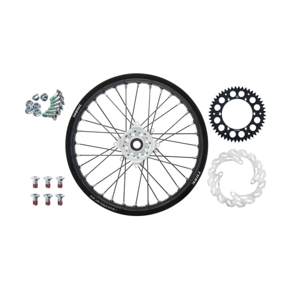 Tusk Impact Complete Rear Wheel Package 19 x 2.15 Black Rim/Black Spoke/White Hub for KTM 450 XC-F 2008-2009,2013