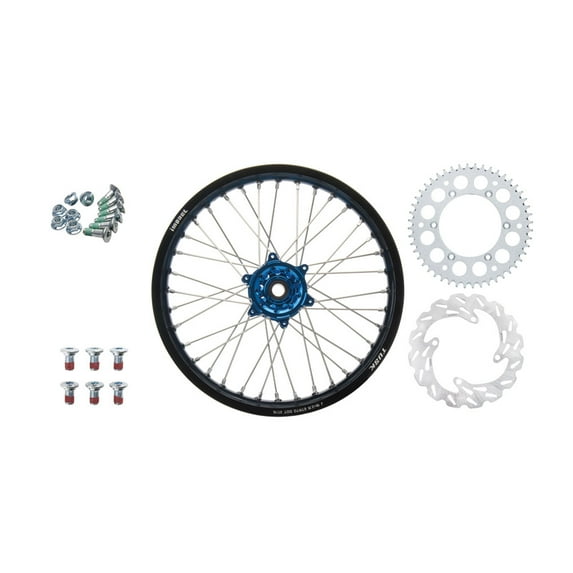 Tusk Impact Complete Rear Wheel Package 19 x 2.15 Black Rim/Silver Spoke/Blue Hub for Gasgas Ex 250F 2021-2023