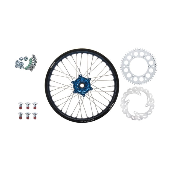 Tusk Impact Complete Rear Wheel Package 19 X 2.15 Black Rim/Silver Spoke/Blue Hub for Husqvarna Fe 450 2018-2019