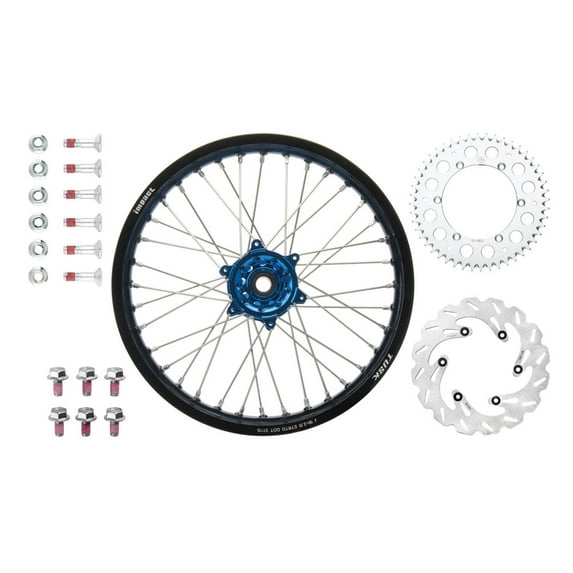 Tusk Impact Complete Rear Wheel Package 19 X 2.15 Black Rim/Silver Spoke/Blue Hub