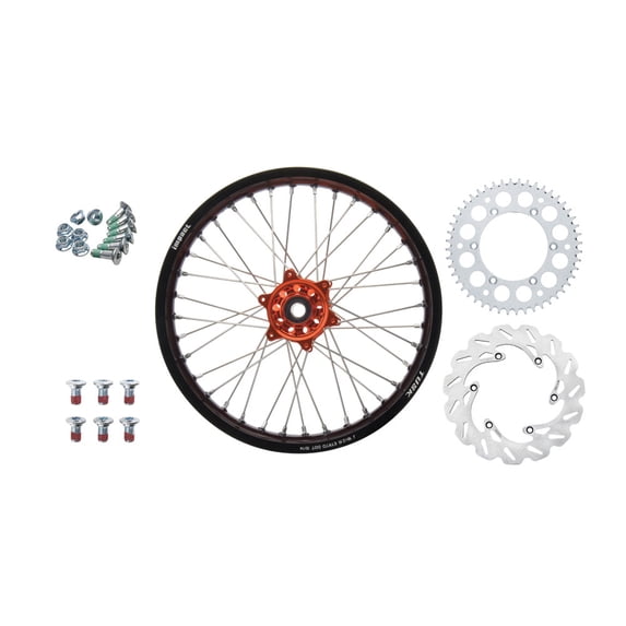Tusk Impact Complete Rear Wheel Package 19 X 2.15 Black Rim/Silver Spoke/Orange Hub for Ktm 450 Xc-F 2008-2009,2013