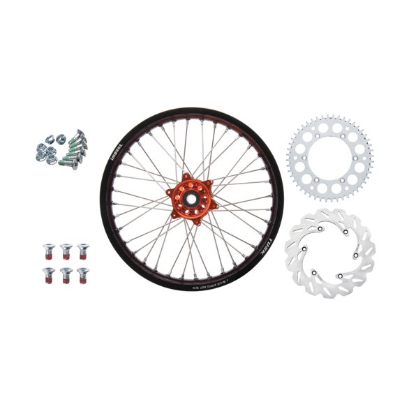 Tusk Impact Complete Rear Wheel Package 19 X 2.15 Black Rim/Silver Spoke/Orange Hub for Ktm 530 Xc-W 2008-2011