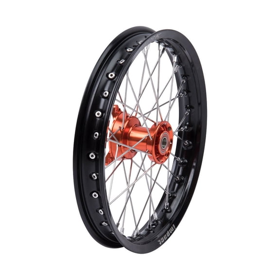 Tusk Impact Complete Wheel - Front 14 X 1.60 Black Rim/Silver Spoke/Orange Hub for Husqvarna Tc 65 2017-2024