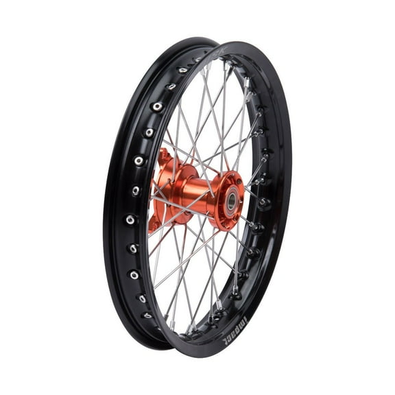 Tusk Impact Complete Wheel - Front 14 X 1.60 Black Rim/Silver Spoke/Orange Hub for Ktm 65 Sx 2012-2024