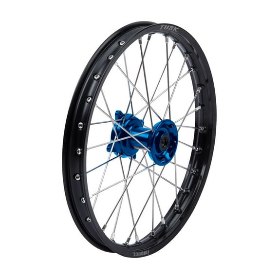 Tusk Impact Complete Wheel - Front 17 x 1.40 Black Rim/Silver Spoke/Blue Hub For Suzuki RM80 1996-2001