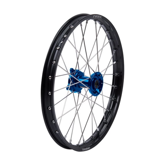 Tusk Impact Complete Wheel - Front 19 X 1.40 Black Rim/Silver Spoke/Blue Hub for Kawasaki Kx112 2022-2023