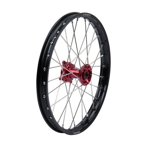 Tusk Impact Complete Wheel - Front 19 X 1.40 Black Rim/Silver Spoke/Red Hub