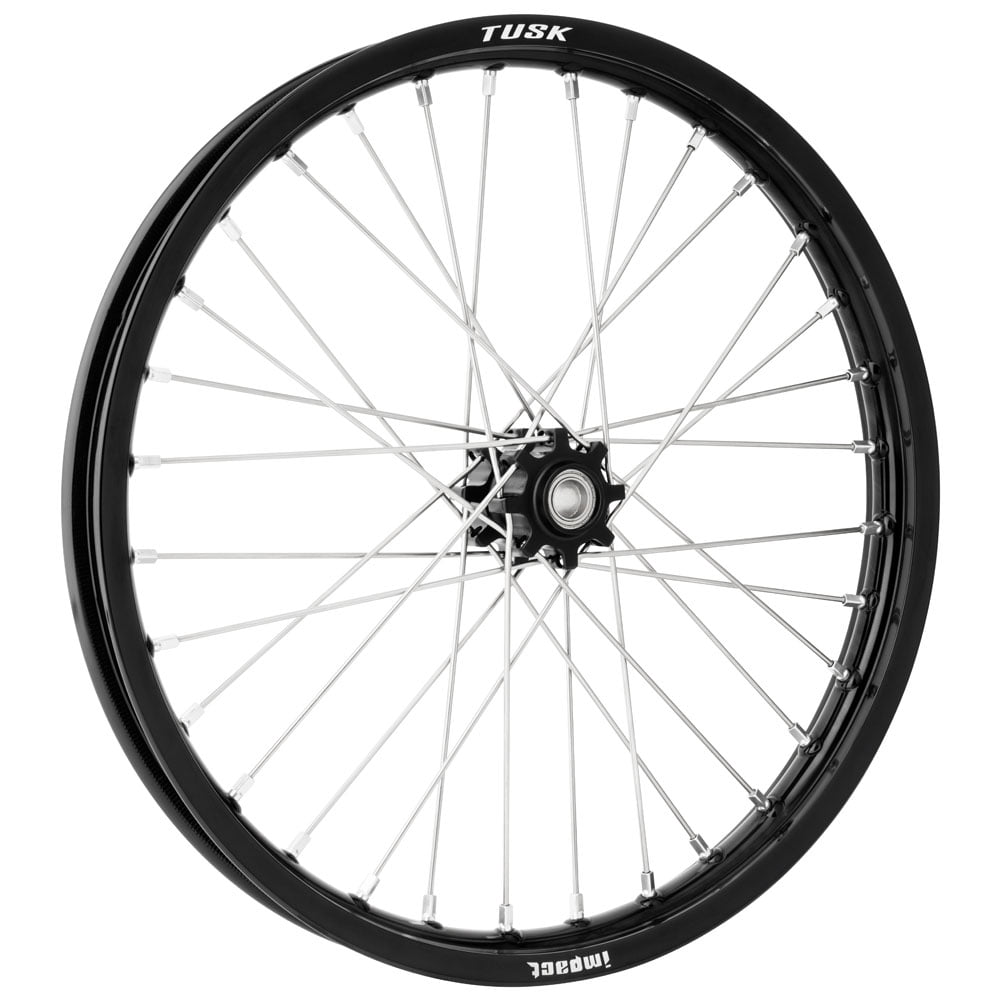 Tusk Impact Complete Wheel - Front 19 x 1.60 Black Rim/Silver Spoke ...