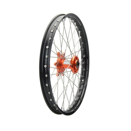 Tusk Impact Complete Wheel - Front 21 x 1.60 Black Rim/Silver Spoke/Orange Hub For KTM 125 SX 2015-2017