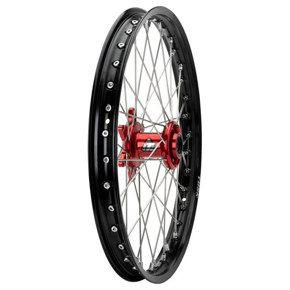 Tusk Impact Complete Wheel - Front 21 X 1.60 Black Rim/Silver Spoke/Red Hub for Ktm 250 Sx-F Troy Lee Designs 2021