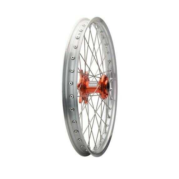 Tusk Impact Complete Wheel - Front 21 x 1.60 Silver Rim/Silver Spoke/Orange Hub For GASGAS MC 125 2021-2023