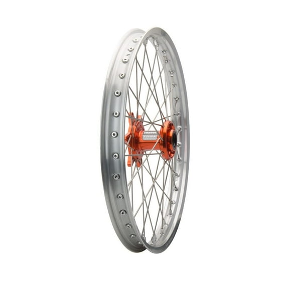Tusk Impact Complete Wheel - Front 21 x 1.60 Silver Rim/Silver Spoke/Orange Hub For KTM 400 EXC 4 Stroke 2003-2007