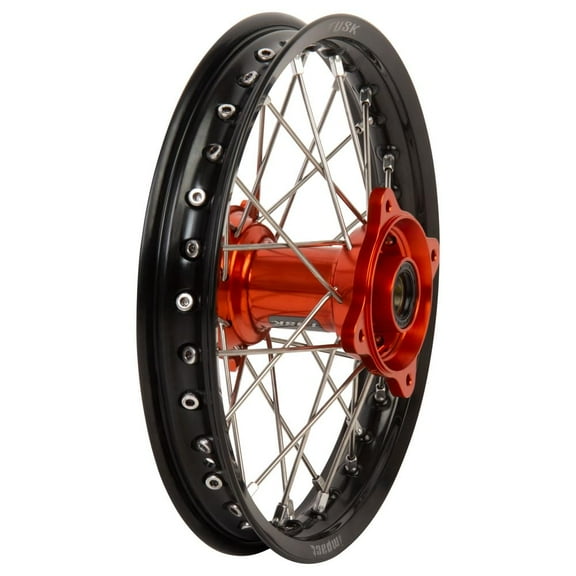 Tusk Impact Complete Wheel - Rear 14 x 1.60 Black Rim/Silver Spoke/Orange Hub For GASGAS MC 85 17/14 2022-2024