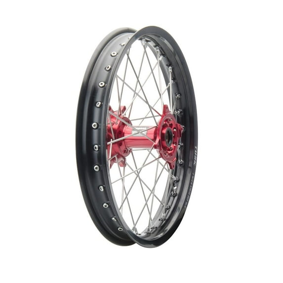 Tusk Impact Complete Wheel - Rear 18 X 2.15 Black Rim/Silver Spoke/Red Hub for Honda Crf450Rx 2017-2023