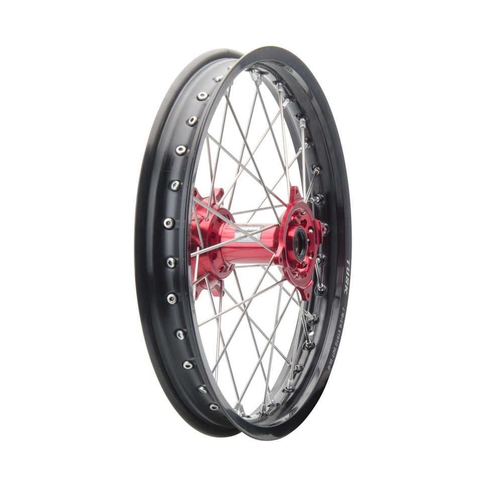 Tusk Impact Complete Wheel - Rear 19 X 2.15 Black Rim/Silver Spoke/Red ...