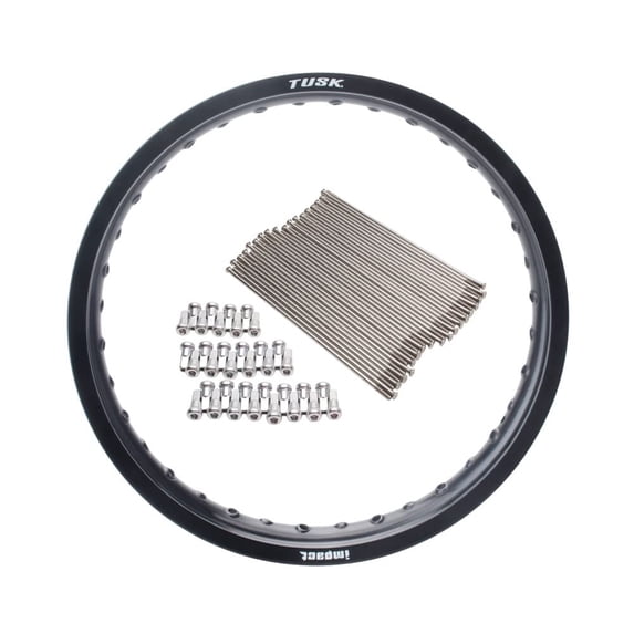 TUSK Impact Rear Rim and Spoke Kit 18 x 2.15 Black for Husqvarna TC 250 (Fuel Injected) 2023-2025