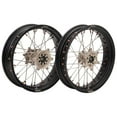 thumbnail image 1 of Tusk Impact Supermoto Complete Front and Rear Wheel Set 3.50 x 17 / 4.25 x 17 Matte Black Rim/Silver Spoke/Magnesium Hub/Magnesium Nipple, 1 of 6
