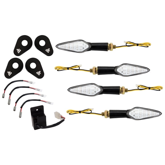 Tusk LED Turn Signal Kit Style 1 Standard(F)/Brake(R) Black Adapter Plate For Yamaha TENERE 700 2021-2023