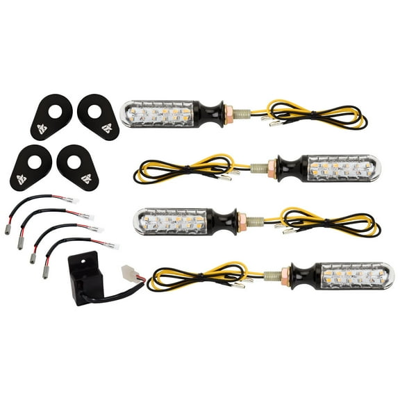 Tusk LED Turn Signal Kit Style 3 Standard (F/R) Black Adapter Plate For Yamaha TENERE 700 2021-2023