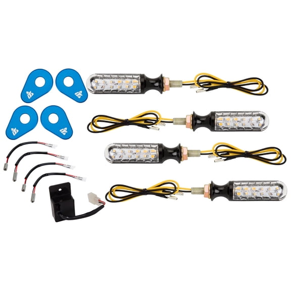 Tusk LED Turn Signal Kit Style 3 Standard (F/R) Blue Adapter Plate