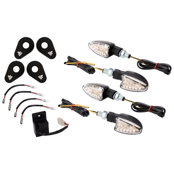 Tusk LED Turn Signal Kit Style 4 Standard (F/R) Black Adapter Plate