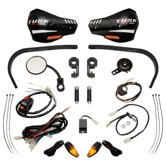 Tusk Motorcycle Enduro Lighting Kit with Handguard Turn Signals without Taillight with Black Wrap Around Handguards For KTM 200 XC-W 2014-2016