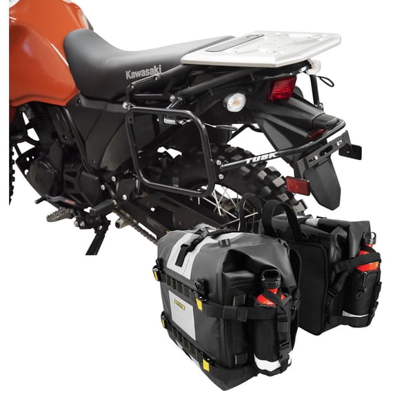 Tusk Pannier Racks with Nelson Rigg Hurricane Dry Saddlebags Black For Kawasaki KLR650 S 2023-2025