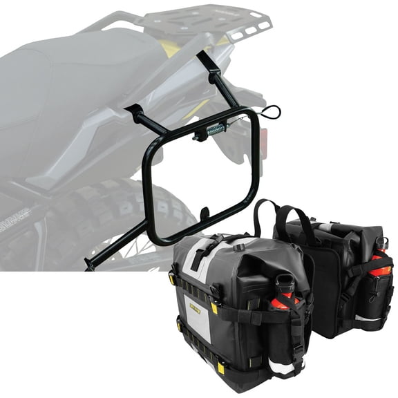 Tusk Pannier Racks with Nelson Rigg Hurricane Dry Saddlebags Black