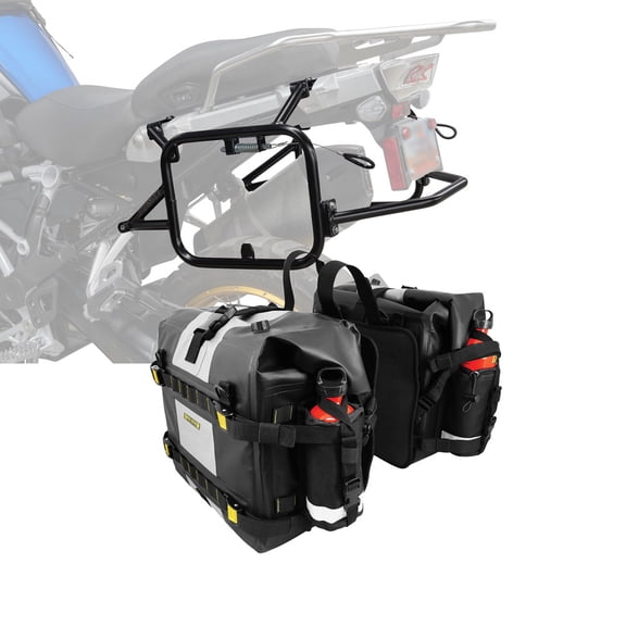 Tusk Pannier Racks with Nelson Rigg Hurricane Dry Saddlebags Black