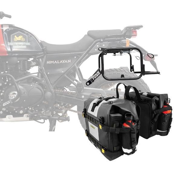 Tusk Pannier Racks with Nelson Rigg Hurricane Dry Saddlebags Black
