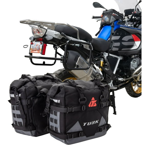 Tusk Pannier Racks with Tusk Pilot Pannier Bags Black/Grey w/ Black Racks For BMW R1250GS 2019-2022