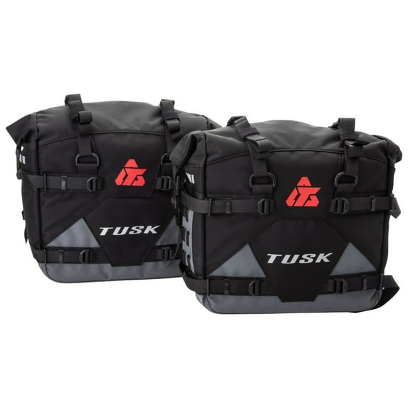 Tusk Pannier Racks with Tusk Pilot Pannier Bags Black/Grey