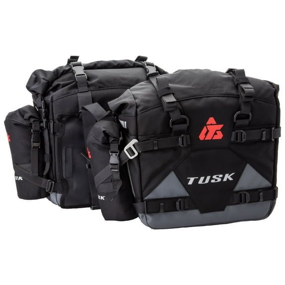 Tusk Pannier Racks with Tusk Pilot Pannier Bags and Bottle Holders Black/Grey For KTM 1290 Super Adventure R 2017-2020