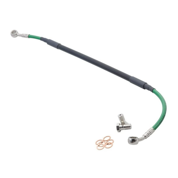 Tusk Rear Motorcycle Steel Braided Brake Line Standard Length Green Compatible with Kawasaki KX250 1995-2002