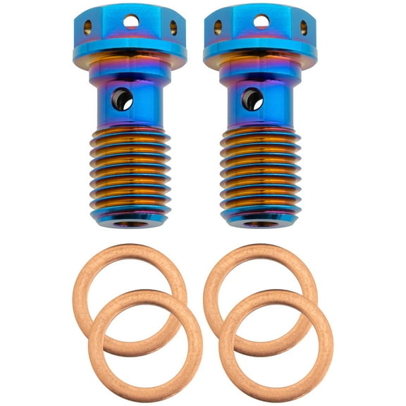 Tusk Titanium Banjo Bolt Kit Burnt Blue M10x1.25 For Kawasaki KX450 2019-2025