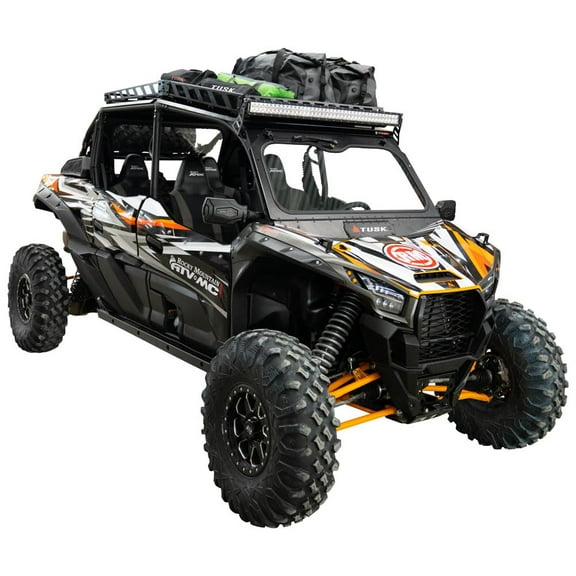Tusk Utv Adventure Roof Rack W/ Profile Roof & V2 40" Curved Lt Bar for Kawasaki Teryx Krx4 1000 Se 2023-2024