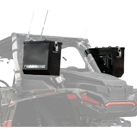 Tusk UTV Quick Release Cargo System - Cage Mounted Medium Box Left & Right Pair Black For POLARIS RZR XP 4 1000 Ride Command Edition 2018-2019